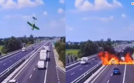 Video: इटली में हाइवे पर चल रही थी गाड़ियां, अचानक ऊपर से गिरा प्लेन; चारों तरफ फैली आग, दो की मौत