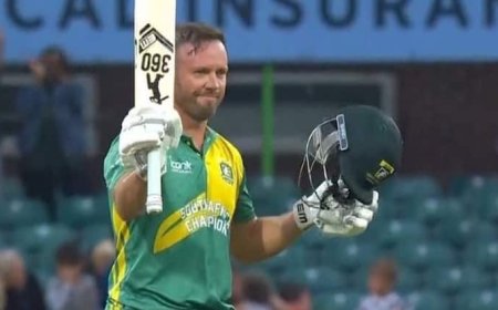 एबी डिविलियर्स ने ऑस्ट्रेलिया की उड़ा दी धज्जियां, 39 गेंद में शतक, खेली 123 की पारी; दक्षिण अफ्रीका ने दिया 242 का लक्ष्य