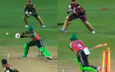 वाइड बॉल पे हिट विकेट, CPL में अजीबोगरीब तरीके से आउट हुआ बल्लेबाज; वीडियो वायरल