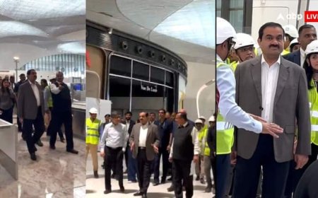 नवी मुंबई इंटरनेशनल एयरपोर्ट का गौतम अडानी का दौरा, बोले- इसे हजारों दिलों व हाथों ने बनाया