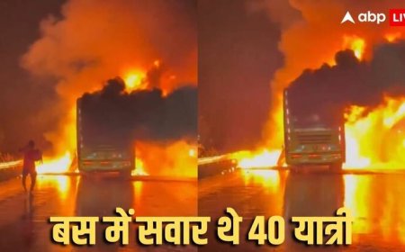 Volvo Bus Caught Fire: चलती वोल्वो में लगी भीषण आग, जान बचाने के लिए बस से कूदे 20 लोग, जानें