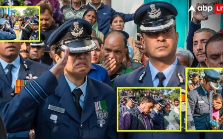 पहले आर्मी सैल्यूट फिर नम आंखों से विंग कमांडर पत्नी अफशां ने दी पति नमांश को आखिरी विदाई, पैतृक गांव में हुआ अंतिम संस्कार