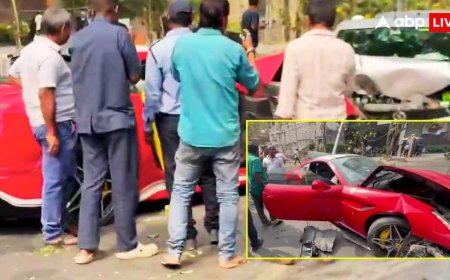 हैदराबाद के पॉश इलाके में कंट्रोल से बाहर हुई लग्जरी कार फेरारी, कई गाड़ियों को मारी टक्कर