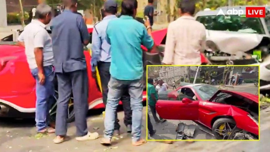 हैदराबाद के पॉश इलाके में कंट्रोल से बाहर हुई लग्जरी कार फेरारी, कई गाड़ियों को मारी टक्कर