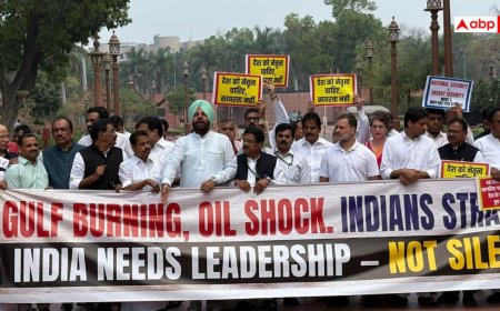 ट्रेड डील और गिरते शेयर मार्केट पर बवाल, विपक्ष ने संसद में निकाला मार्च, आरोप- ग्लोबल क्राइसिस नहीं भांप पाई सरकार