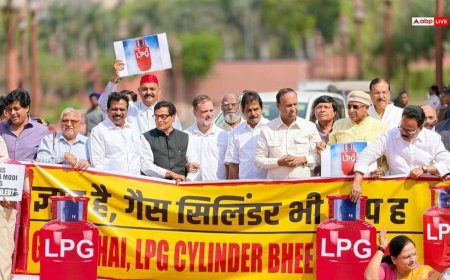 'नरेंदर भी गायब, सिलेंडर भी गायब...' संसद के बाहर विपक्ष का प्रदर्शन, राहुल गांधी ने LPG किल्लत पर सदन में चर्चा के लिए दिया नोटिस