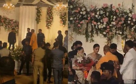 कुलदीप-वंशिका को आशीर्वाद देने पहुंचे सीएम योगी आदित्यनाथ, ग्रैंड रिसेप्शन में परोसा गया शुद्ध शाकाहारी खाना