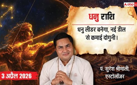 Aaj ka Dhanu rashifal 3 April 2026: धनु राशि वालों के लिए आज आर्थिक लाभ, नई नौकरी के अवसर और समाज में मान-सम्मान बढ़ेगा