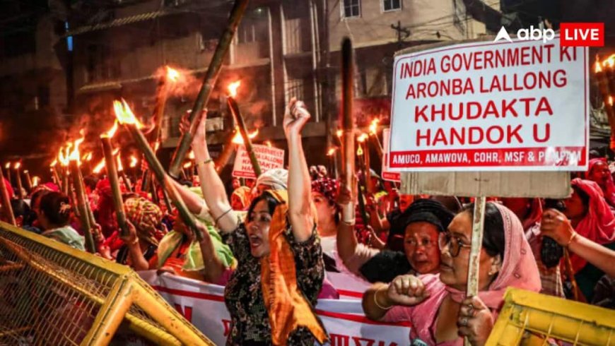 मणिपुर में सड़कों पर मशाल लेकर उतरी सैकड़ों महिलाएं, NRC लागू करने की मांग, जानें पूरा मामला